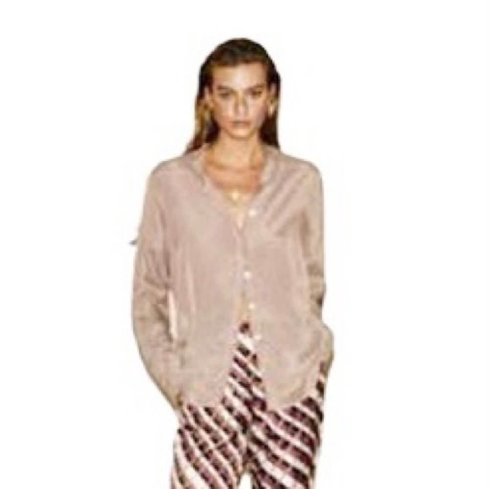 SPLENDID Pink Stripe Silky Button Down Medium